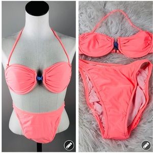 Vintage 90’s coral high cut bikini 523